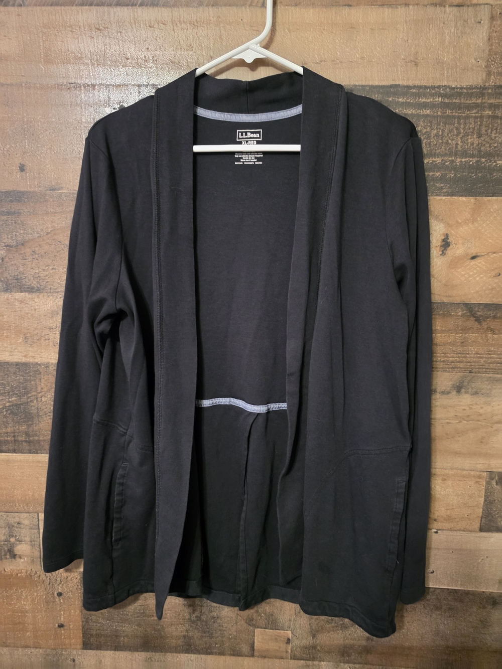 L.L.Bean Supima Cotton Open-Front Cardigan Black XL